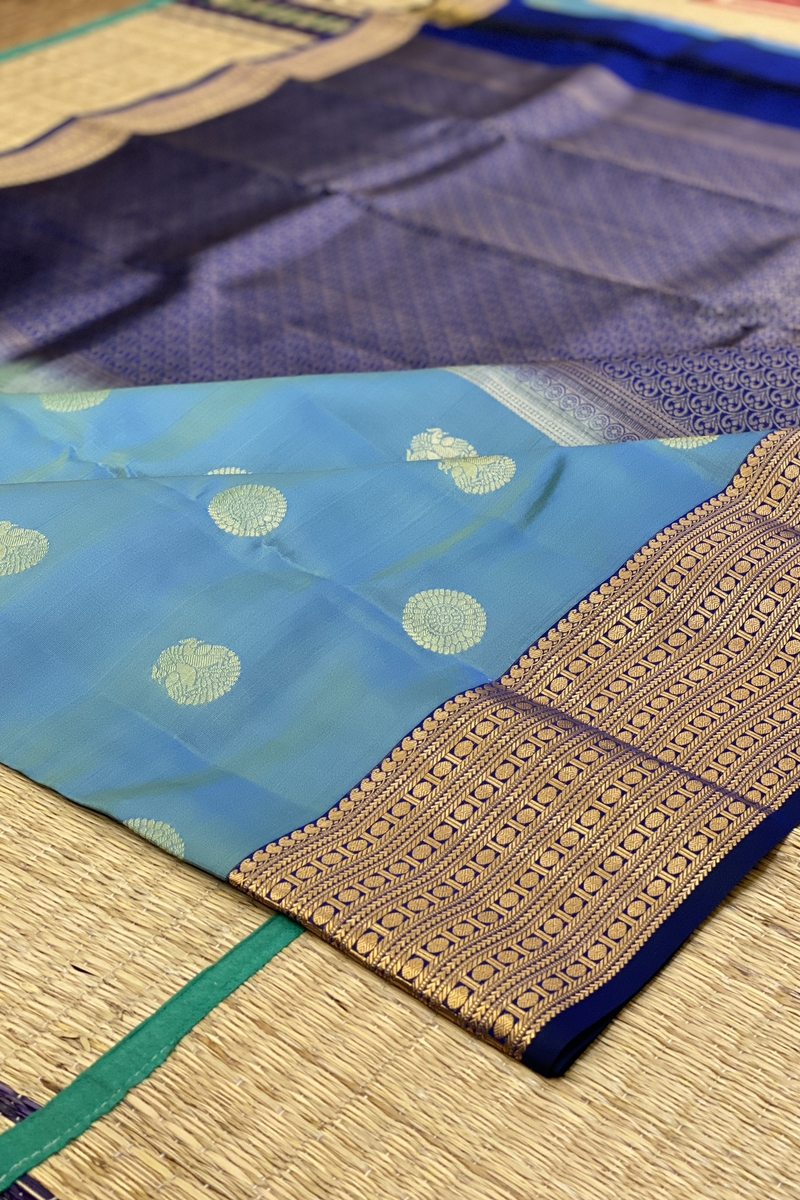 Kanchi Silk Saree With Motifs Zari Border Pure Kanchipuram Silk